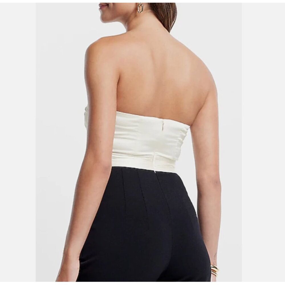 Express Satin Color-Block Strapless V-Wire Jumpsu… - image 3